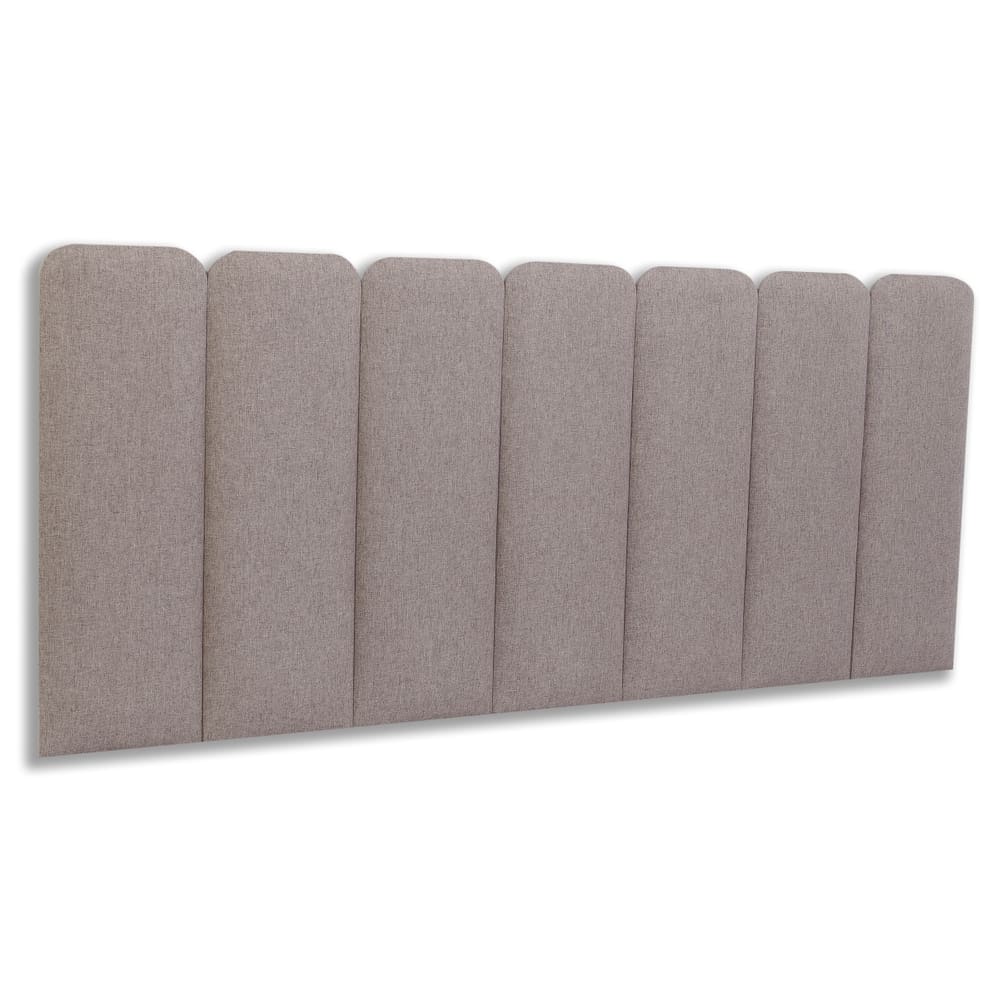 Cabeceira Casal Estofada Kit 7 Placas Arredondada - Linho Castor