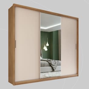 Guarda-Roupas Casal 3 Portas com Espelho Multimóveis CR35234