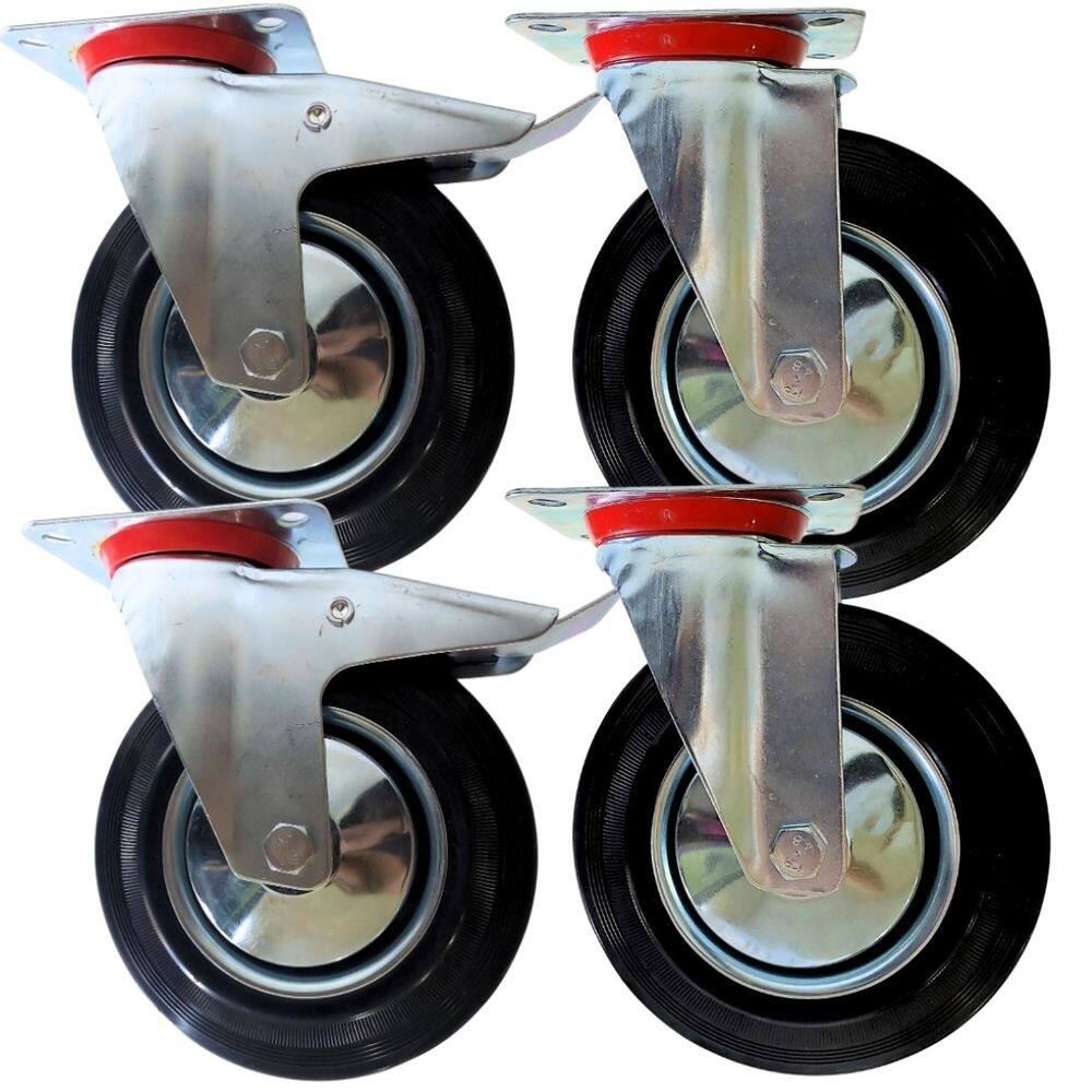 4 Rodízio Borracha 2 Com 2 Sem Trava 8" Pol 200mm Beltools