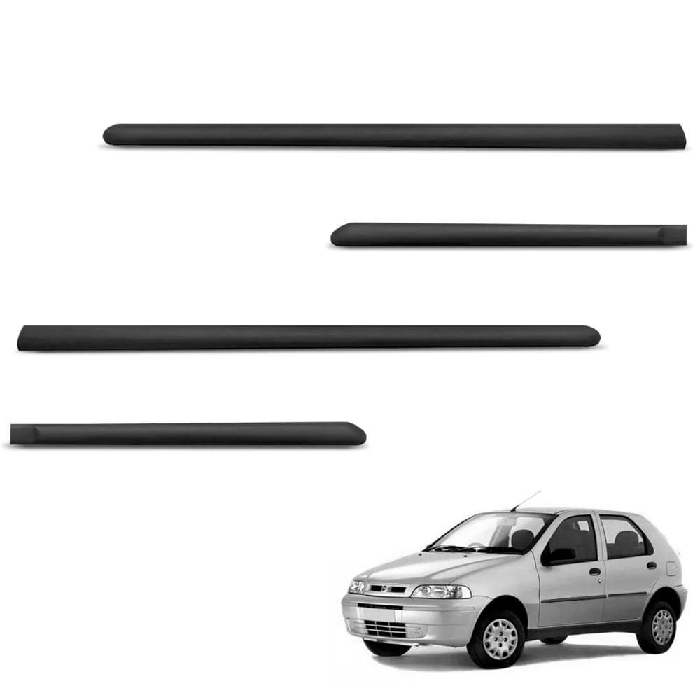 Jogo de Friso Lateral Palio 2000 a 2004 Preto Modelo Original 4 Portas