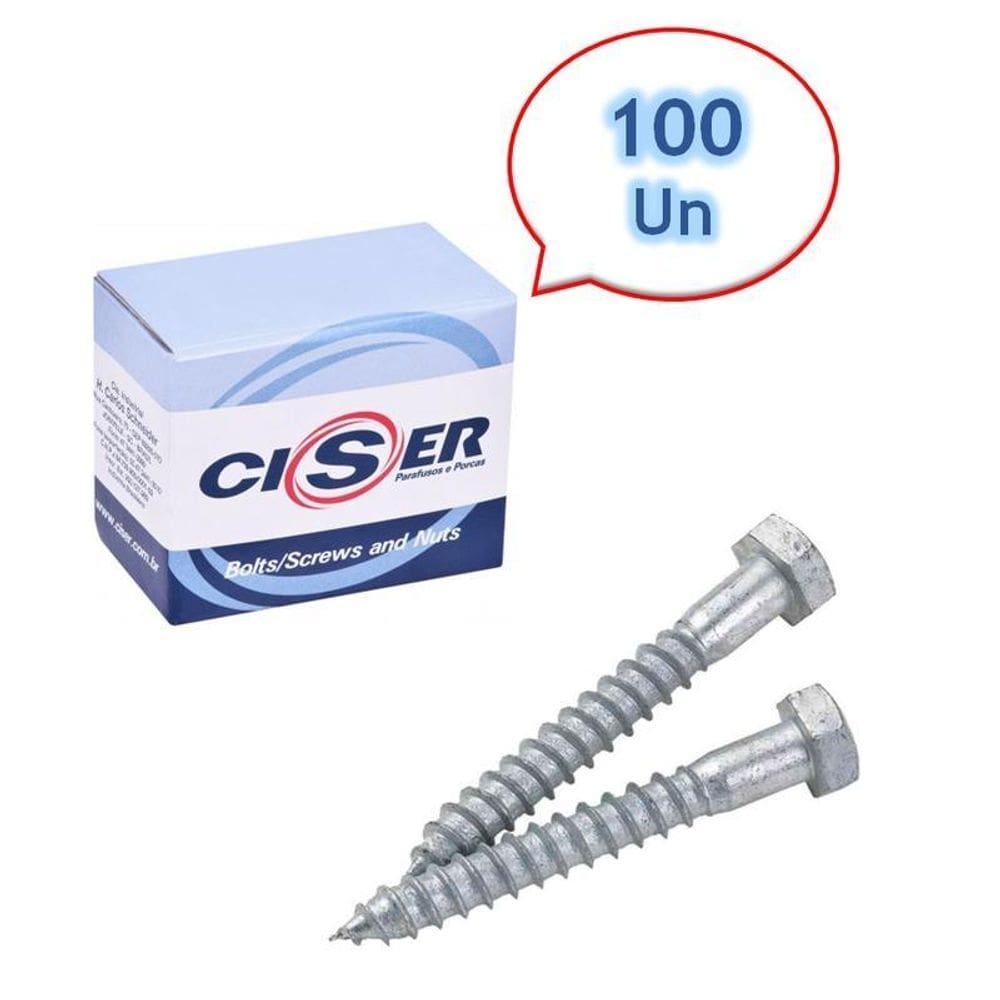 Parafusos sextavado rosca soberba 3/8x60 - ciser 100 pçs