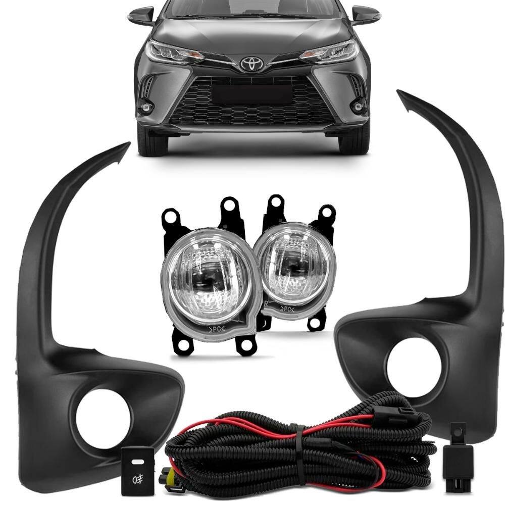Kit Farol Milha Yaris 2022 2023 LED Botão Moldura Preto