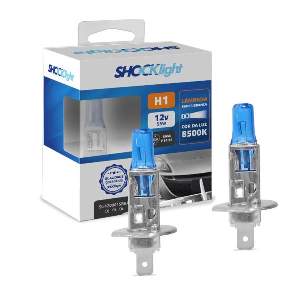 Kit Lâmpadas Halogena Super Branca H1 55w 8500K Shocklight