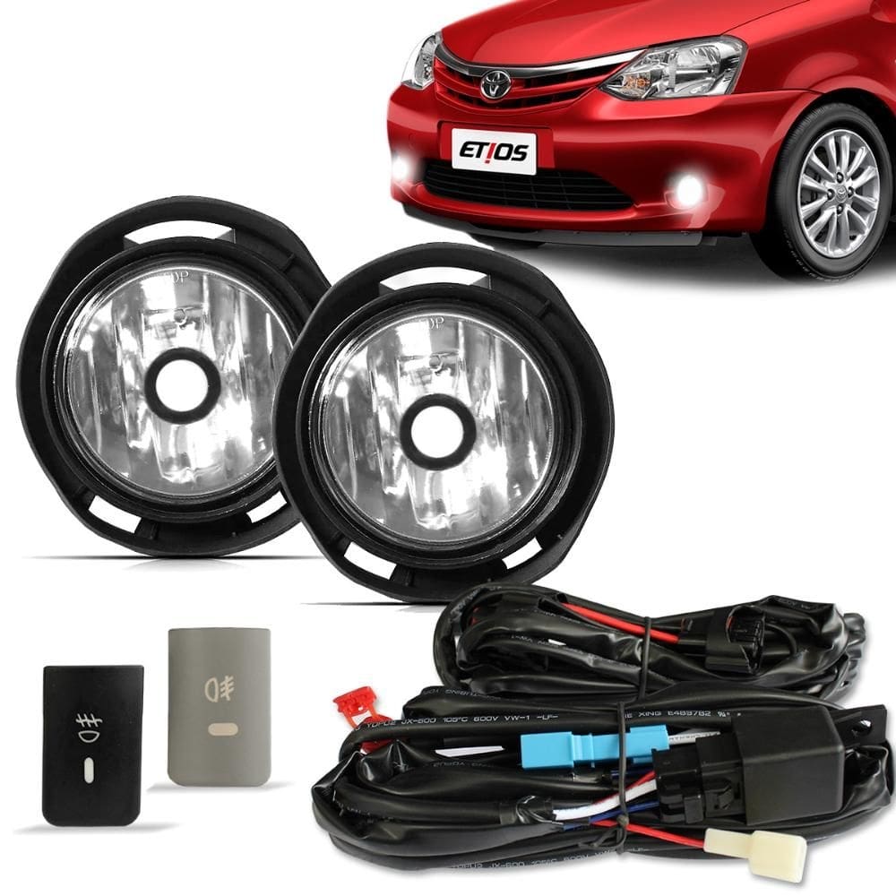 Kit Farol Milha Etios 2012 a 2021 Auxiliar Neblina Botão