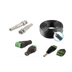 Kit instalação 1 camera de segurança cabo cftv e conectores