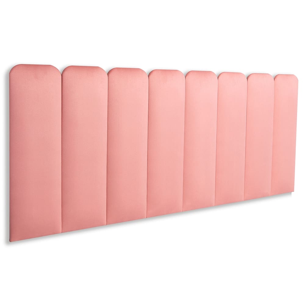 Cabeceira King Estofada  Kit 10 Placas  Arredondada - Veludo Rosê