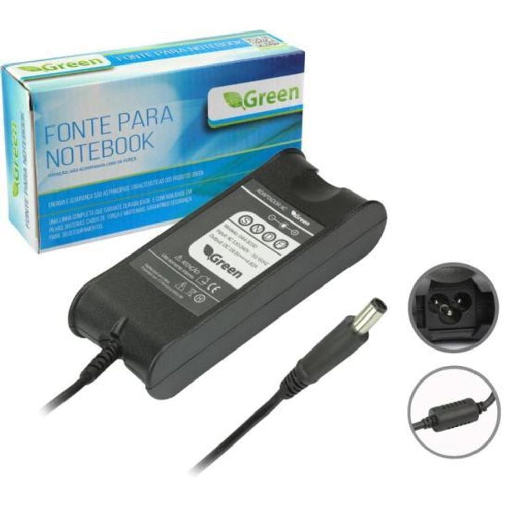 Fonte Para Notebook Dell 19,5V 4,62A Bivolt 7,4mm Green [F002]