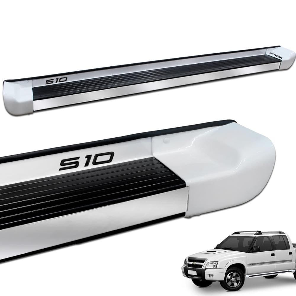 Estribo Lateral S10 Cab. Dupla 1995 a 2011 Branco Malher Personalizado Gtnox
