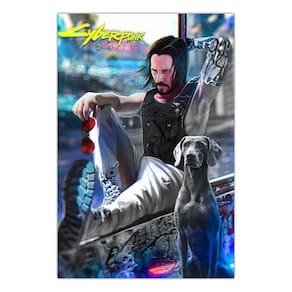 Quadro A4 em MDF Keanu Reeves Cyberpunk - Placa