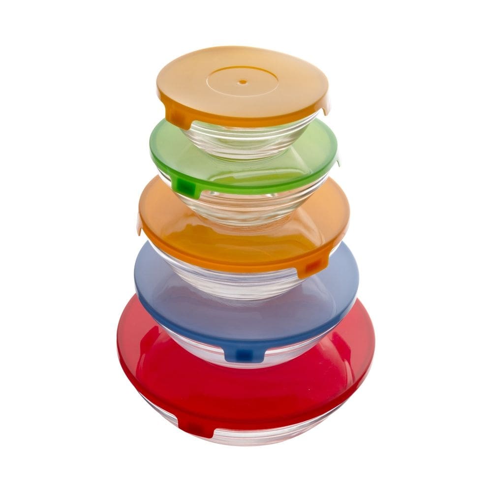 Conjunto 5 Tigelas de Vidro com Tampa de Plástico - Lyor