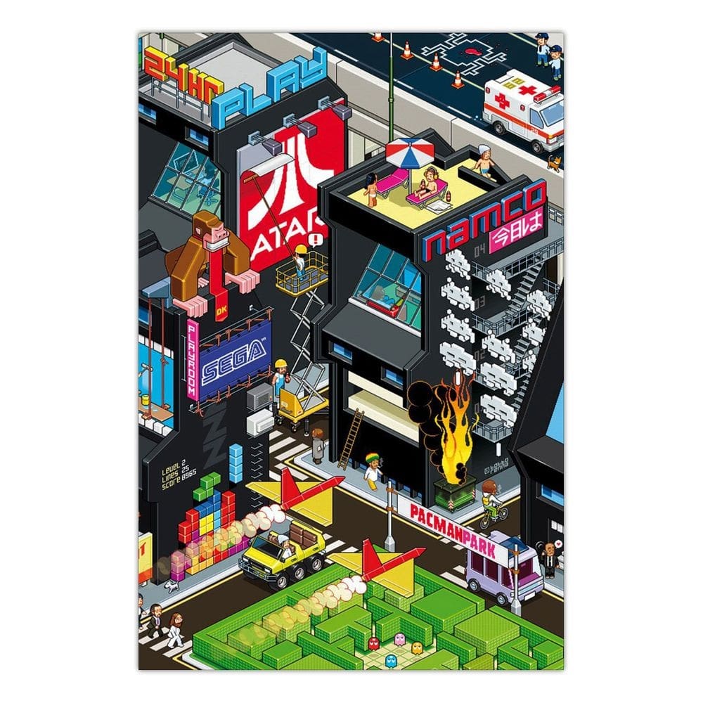 Quadro A3 em MDF Cidade dos Video-Games - Placa