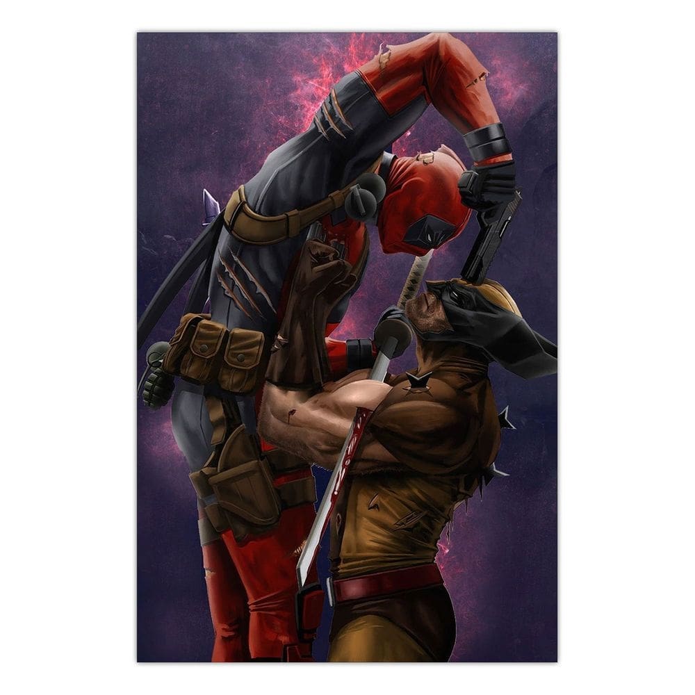 Quadro A4 em MDF Deadpool X Wolverine - Placa