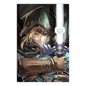 Quadro A4 em MDF Link e Espada Zelda - Placa