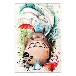 Quadro A4 em MDF Totoro Aquarela Studio Ghibli 001 - Placa