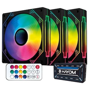 Kit Cooler Fan Hayom, Rgb, 3X 120Mm, Controladora, Preto