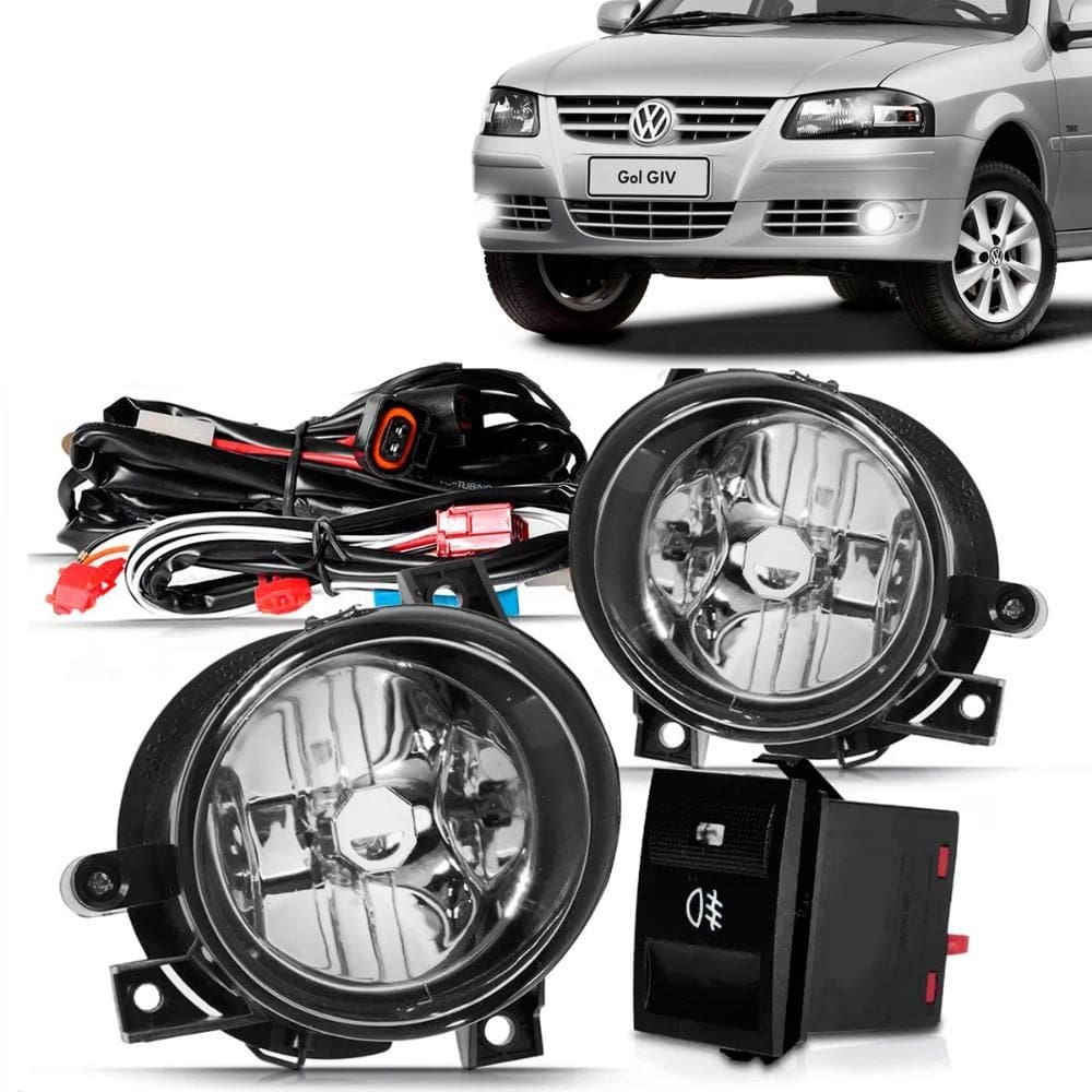 Kit Farol Milha Gol G4 2005 a 2014 Auxiliar Neblina Botão