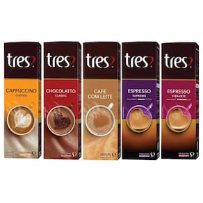 Kit 50 cápsula três corações café expresso e bebida cremosa
