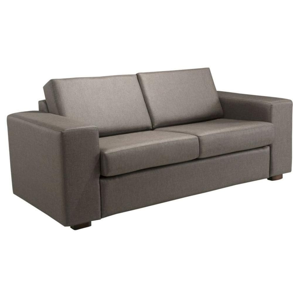 Sofá-Cama 3 Lugares MH-1174 Herval 201 cm Colchão Casal Linho Marrom A Pé Madeira Amêndoa