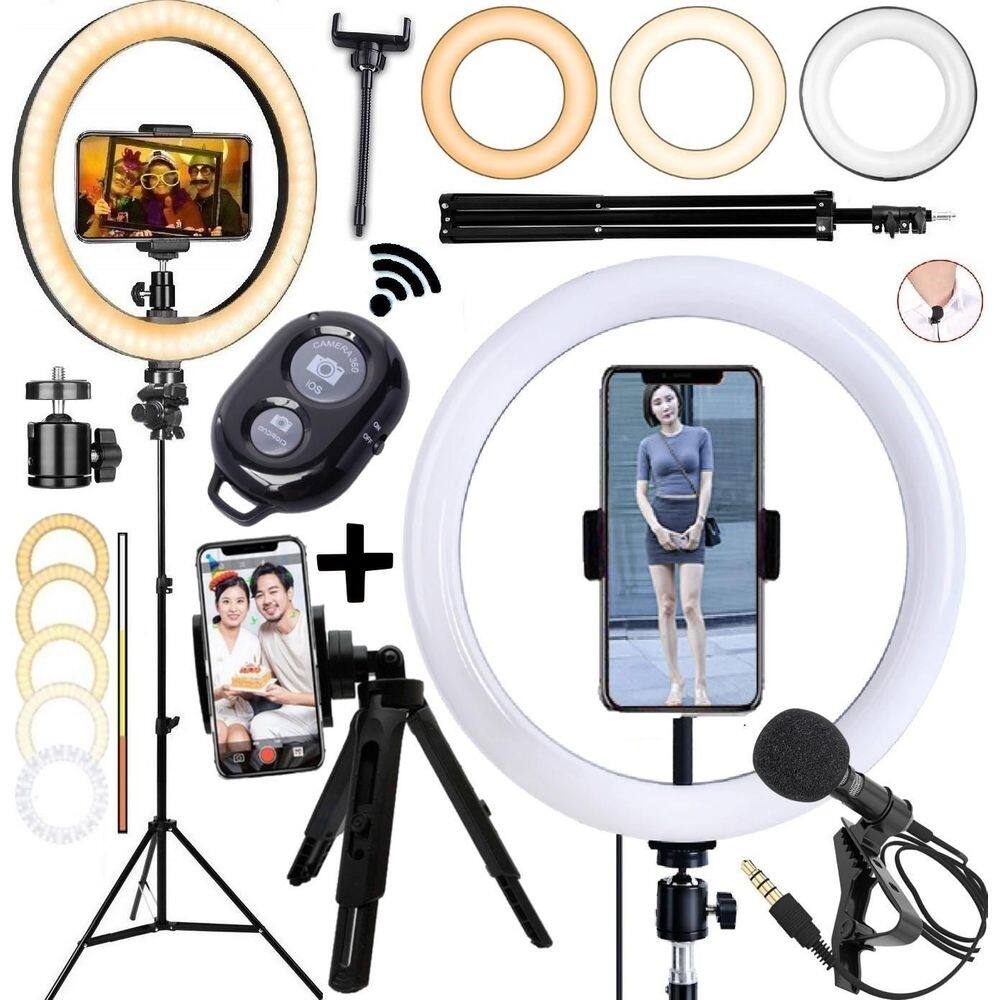 Ring light completo profissional celular suporte tripé luz