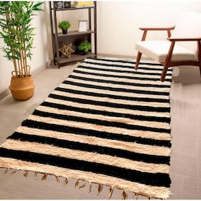 Tapete para sala felpudo listra preto boho chic 2,00x1,00