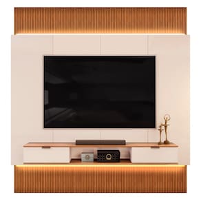Painel Para TV 85 Pol Canelado Extensível Piso ao Teto D04 Off White/Freijo - Mpozenato