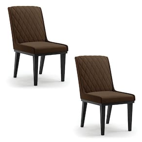 Cadeira Sala de Jantar Base Madeira Preto Kit 2 Sofia Suede Marrom D03 - D`Rossi
