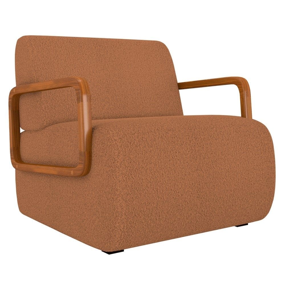Poltrona Decorativa Orgânica para Sala Belarus K04 Bouclê Terracota - Mpozenato