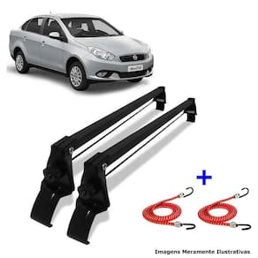 Rack de teto fiat grand siena 2013 a 2019 + 2 elástico carga