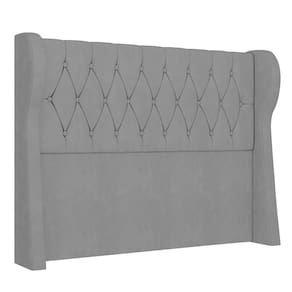 Cabeceira Casal King Cama Box 195cm Malva I02 Veludo Cinza - Mpozenato