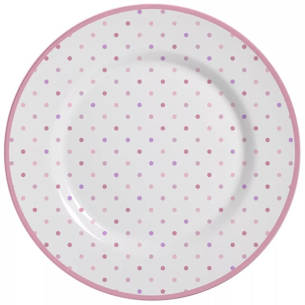 Jogo de pratos raso poa rosa 6 peças alleanza ceramica 1lin