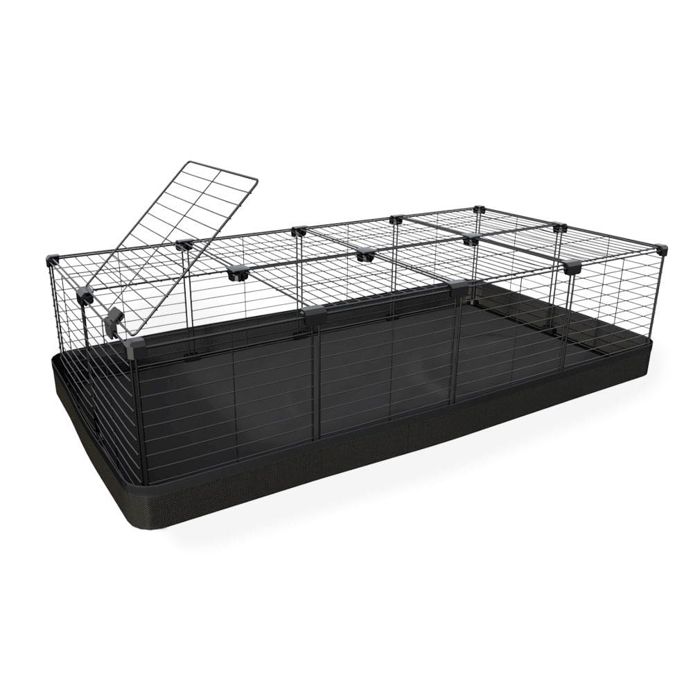 Cercado 60X120x30 Cm Branco Com Teto Tela 2,5X15cm Bandeja Nylon Azul