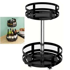 Fruteira Cesto Organizador 2 Andares Giratorio Prateleira Porta Condimento Azeite Vinho Bancada Mesa