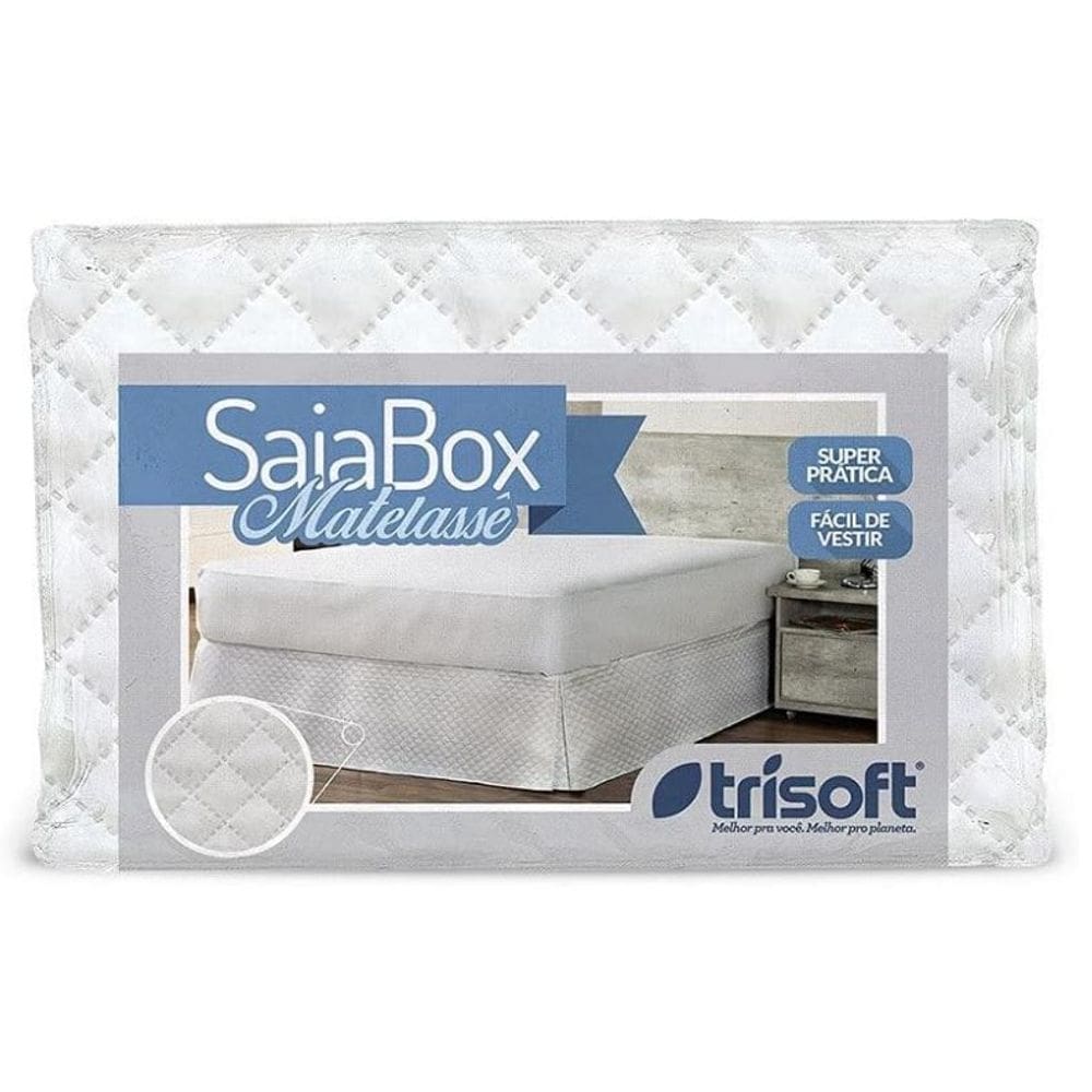 Saia para Cama Box Matelassê Casal 1,38m x 1,88m x 35cm - Trisoft