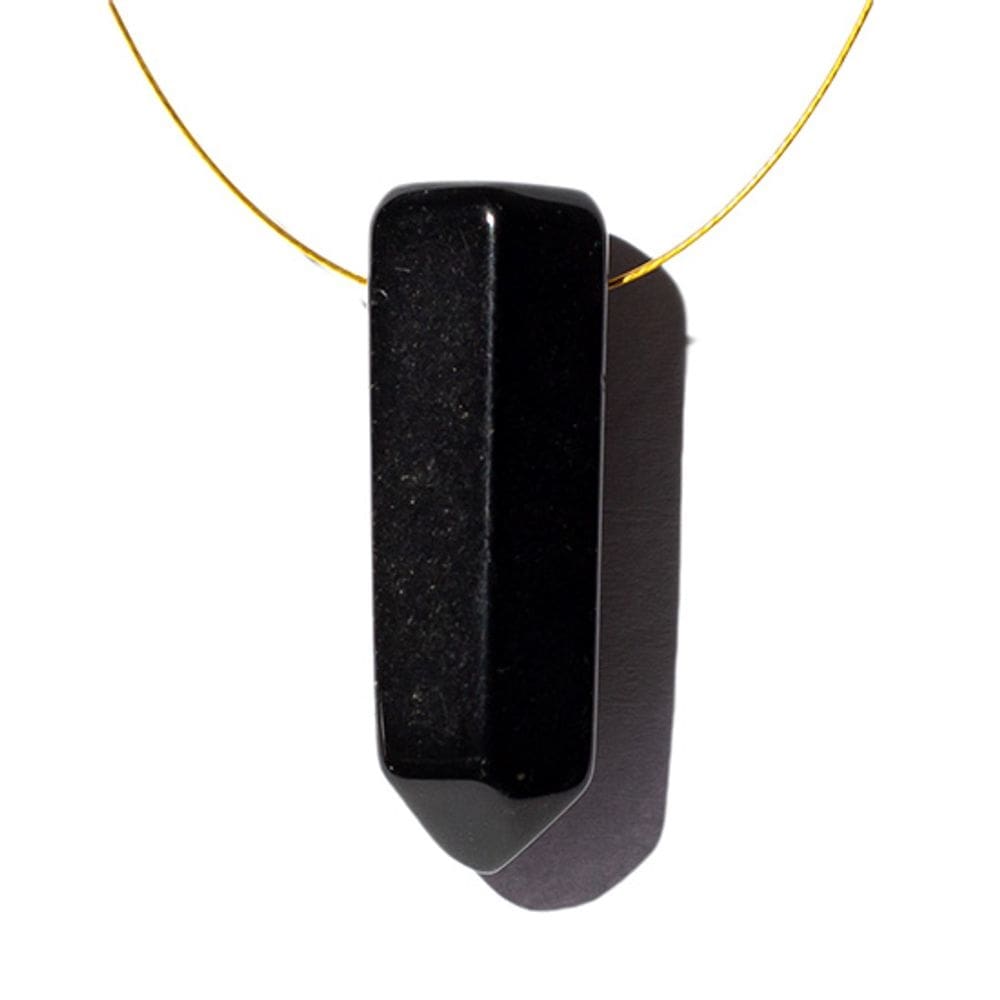 Mini Ponta Obsidiana Negra Lapidado com Furo Vazado Lateral