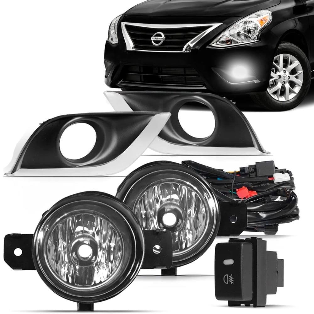 Kit Farol Milha Versa 2015 a 2019 Auxiliar Neblina Botão