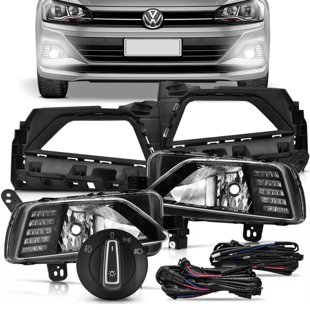 Farol Milha Polo Virtus 2017 2022 Drl LED Dimmer Função Seta