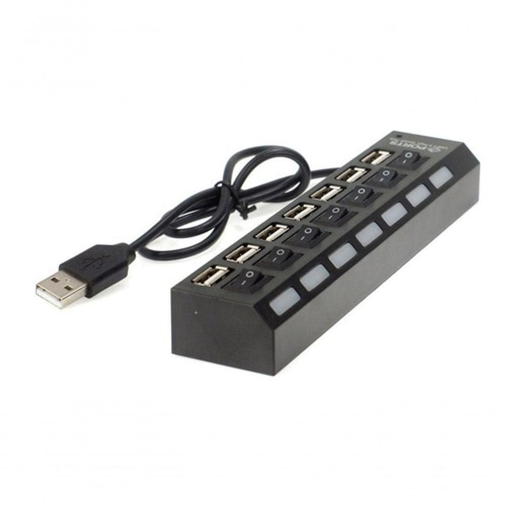 Hub Usb 2.0 Extensor Usb 7 Portas Switch On/Off Led Indicador 480Mbps