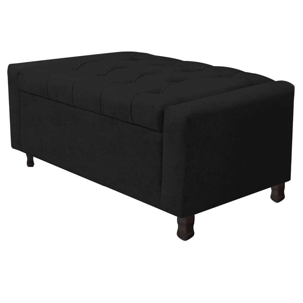 Calçadeira Baú Solteiro Everest P02 90cm Para Cama Box Corano - Doce Sonho Móveis Preto
