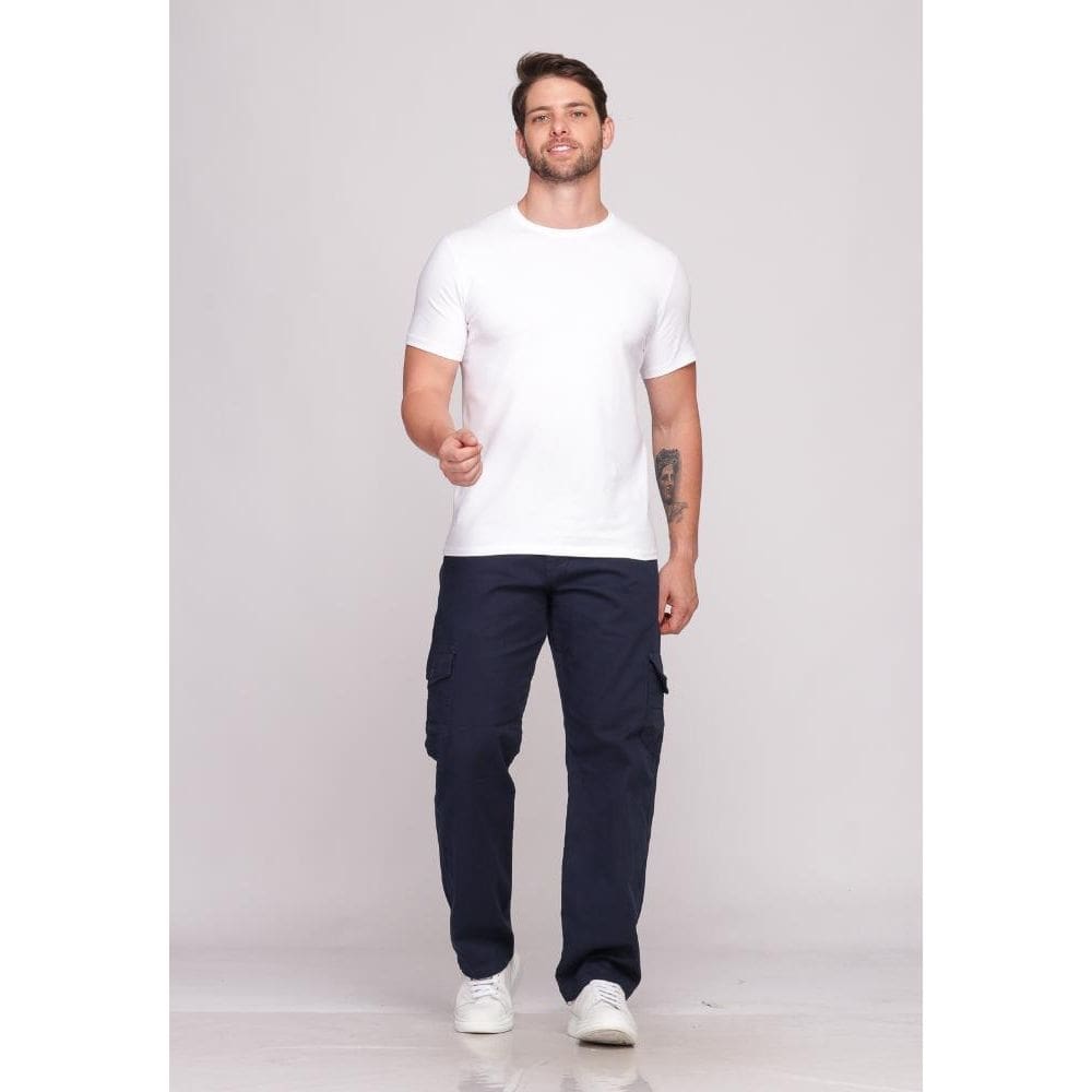 Calça Cargo Macaw Sarja 7888 Azul Marinho [F075]