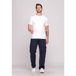 Calça Cargo Macaw Sarja 7888 Azul Marinho [F075]