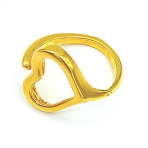 Anel Coração Vazado Regulável Folheado A Ouro 18K