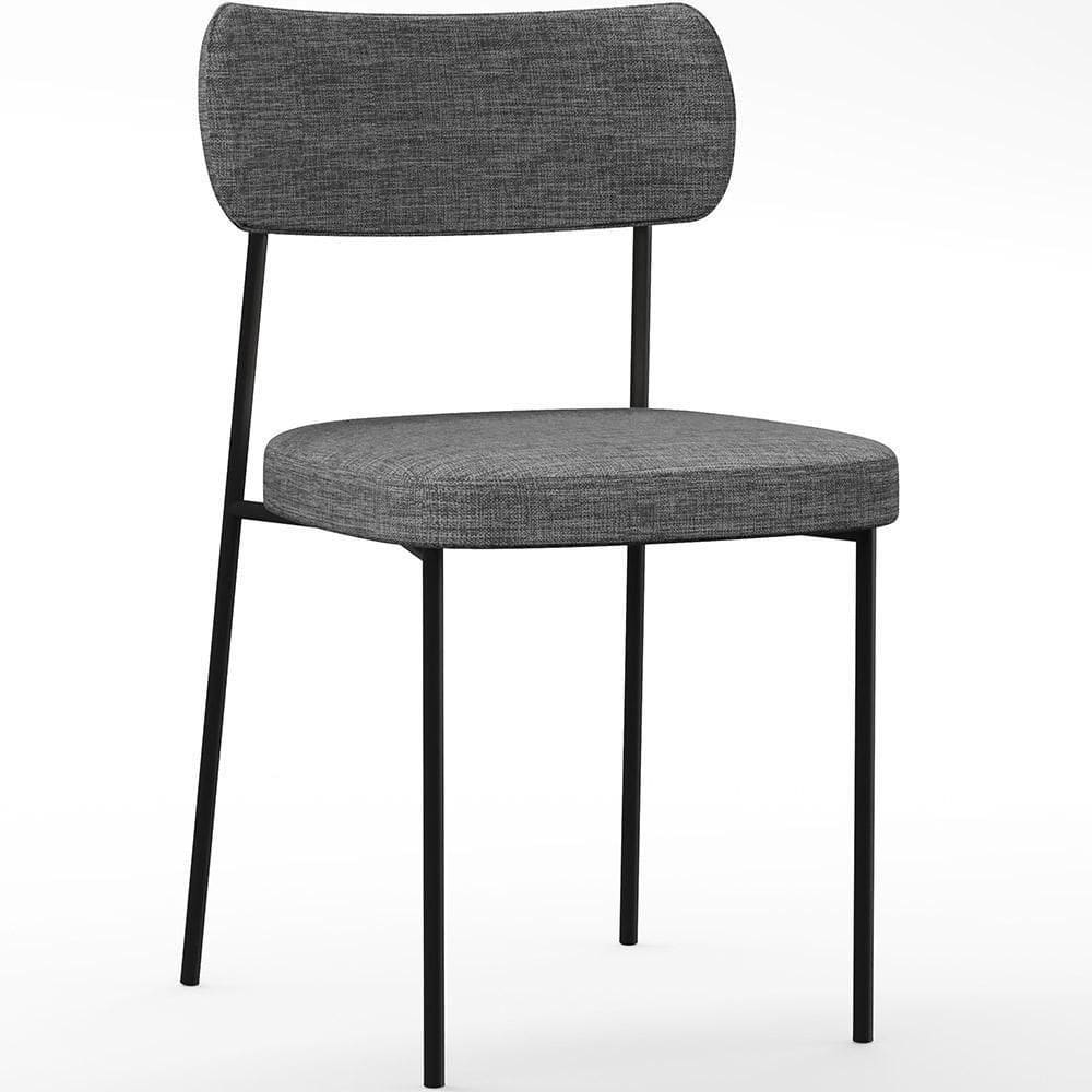 Cadeira Estofada Para Sala De Jantar Melina L02 Cinza Escuro