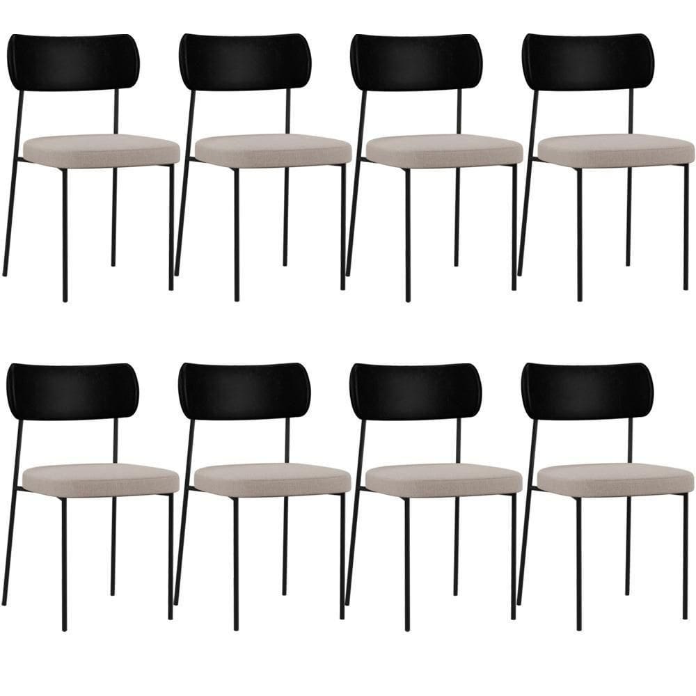 Kit 08 Cadeiras Para Sala De Jantar Melina L02 Preto Bege