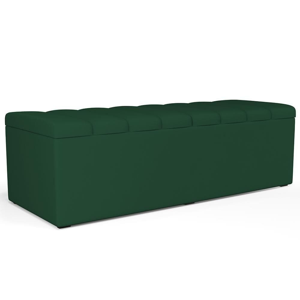 Calçadeira Recamier Baú Casal Queen 160X50 Cm Verde Musgo