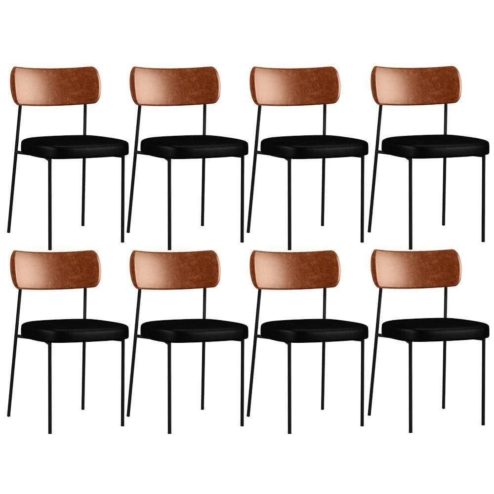 Kit 08 Cadeiras Para Sala De Jantar Melina Camel Preto