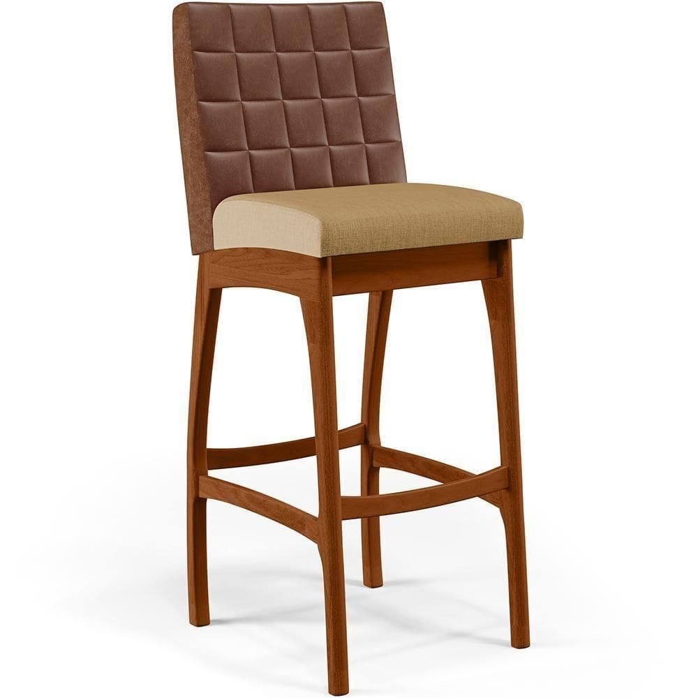 Banqueta Alta Cozinha B04 Marrom Bege Escuro