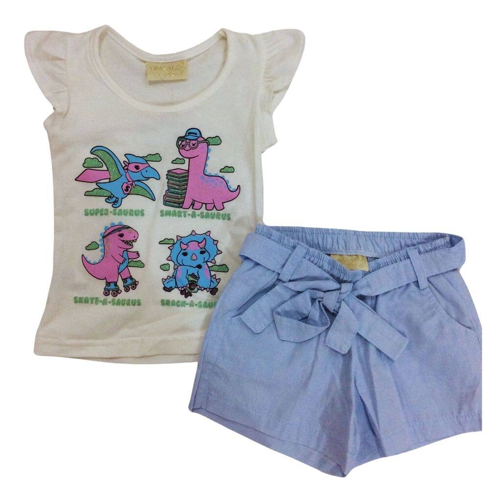 Conjunto Vrasalon Fem Infantil Off e Azul claro