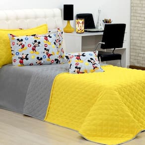Colcha Infantil Cobre Leito Solteiro 3 peças Mickey Amarelo