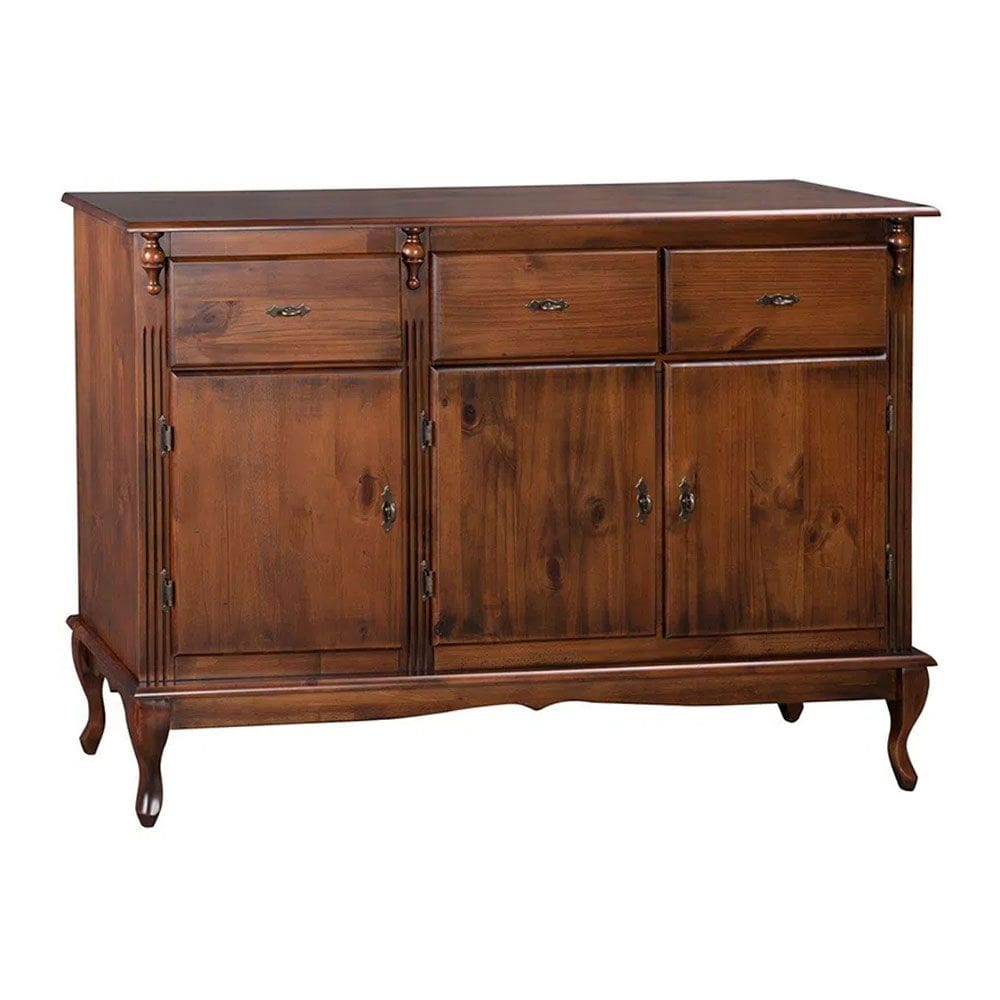Balcão Buffet 3 Portas e 3 Gavetas Sevilha Pés Luiz XV - Castanho Envelhecido