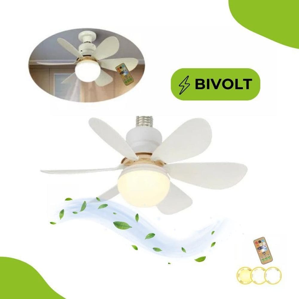 Ventilador De Teto Com Lâmpada Led Bivolt E Controle Remoto